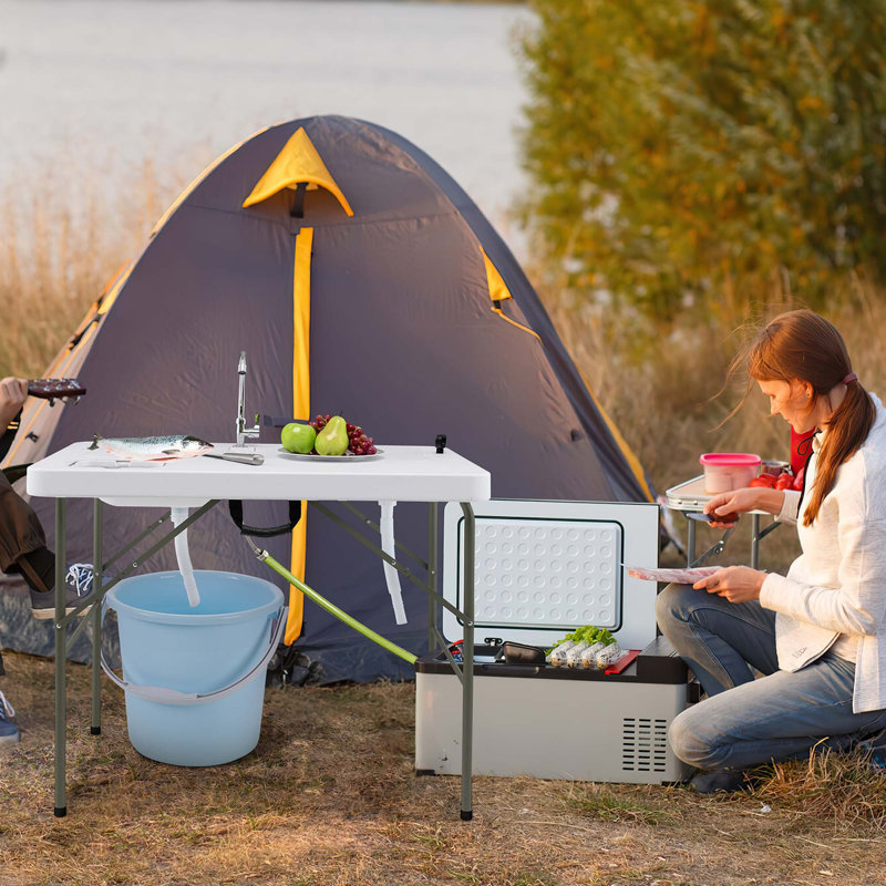 Table de nettoyage de poisson Arlmont & Co. avec 2 lavabos encastrés et robinet rotatif à 360 °