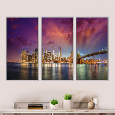 New York Manhattan, ensemble de 3 toiles d'art encadrées sur toile