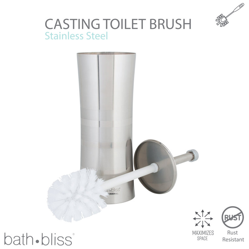 Stainless Steel Two-Tone Toilet Brush and Holder Set