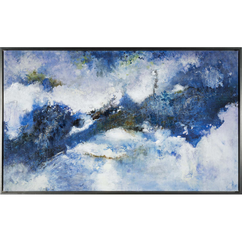 Paysage bleu, H 24 po x l 41 po x P 2 po, Noir, Bleu foncé