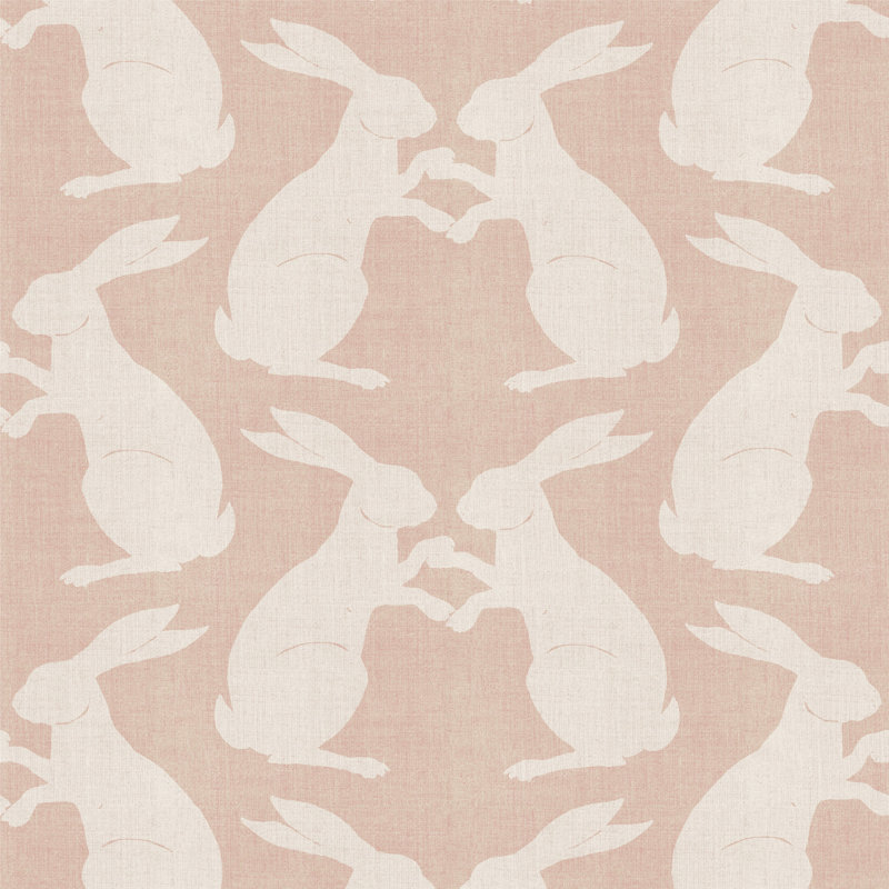 Carreau de papier peint auto-adhésif L 10 pi x l 24 po Kids Rabbits, Rose ensoleillé, Faux Grasscloth, Non encollé