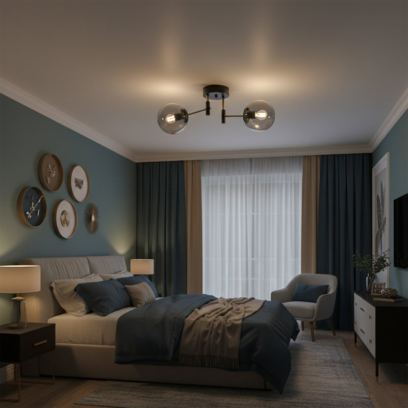 Plafonnier semi-encastré 2 lumières Jasper, Black