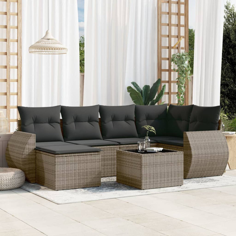  Ensemble de canapé de jardin gris, Gris foncé, Gris