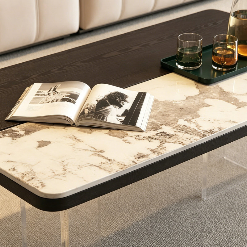Table basse flottante en acrylique, 17.71" H x 47.24" W x 23.62" D, Black