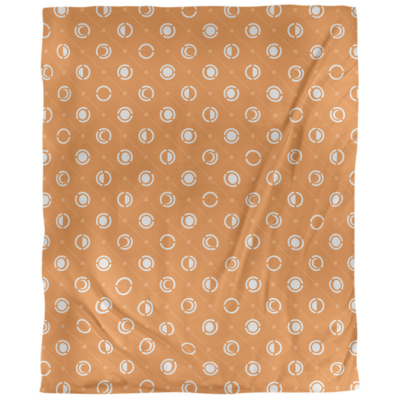 Housse de couette simple Moon phases, Housse de couette pour très grand lit, Polyester brossé, Blanc/orange