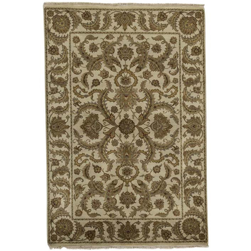 Tapis ivoire noué à la main de haute qualité