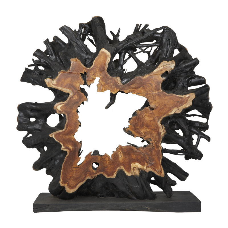 Sculpture de sol, H 75 po x l 77 po x P 15,5 po, Brun