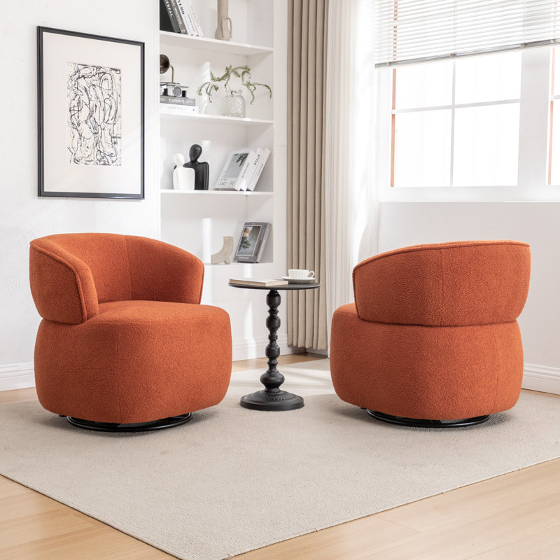 Olevide Swivel Barrel Chair, Orange Teddy