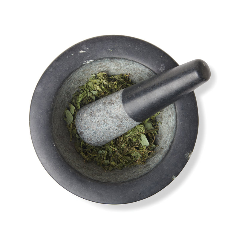 Black Granite Round Mortar and Pestle, 7 Inches