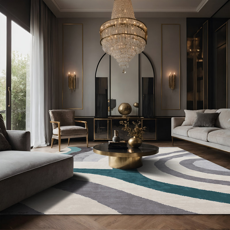 Tapis gris soyeux et moelleux, Rectangle 2 pi x 3 pi