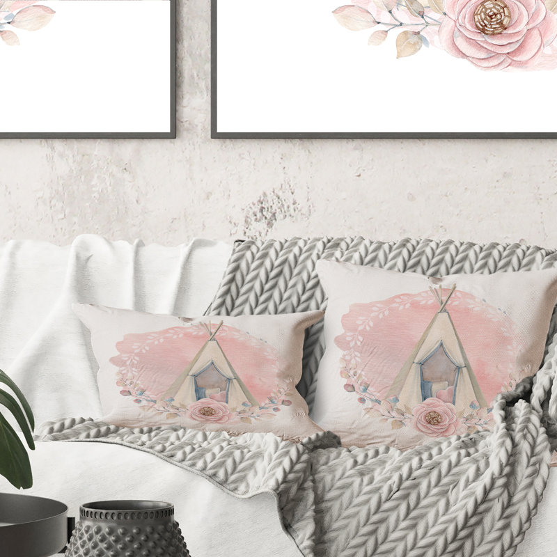 Coussin Kids Kids Boho Wigwam In Pink, 18 po x 18 po