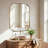 Modern Scalloped Corner Rectangle Bathroom Vanity Mirror | Stainless Steel Frame-451918165-451918187