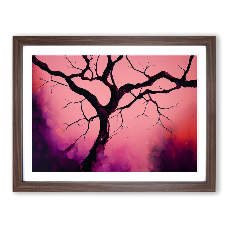 Compelling Tree - Framed Print, 25cm H x 34cm W x 2cm D, Walnut