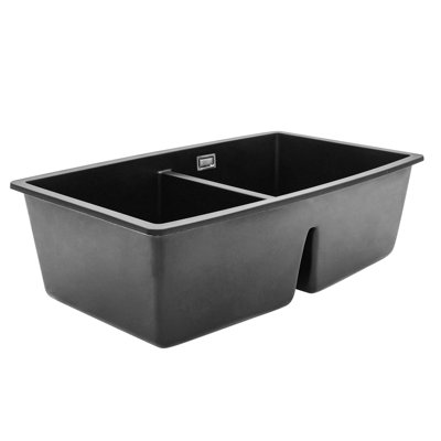 Belfry Kitchen Kocher 475mm W Double Bowl Quartz Undermount Kitchen Sink with 1 Faucet Hole
