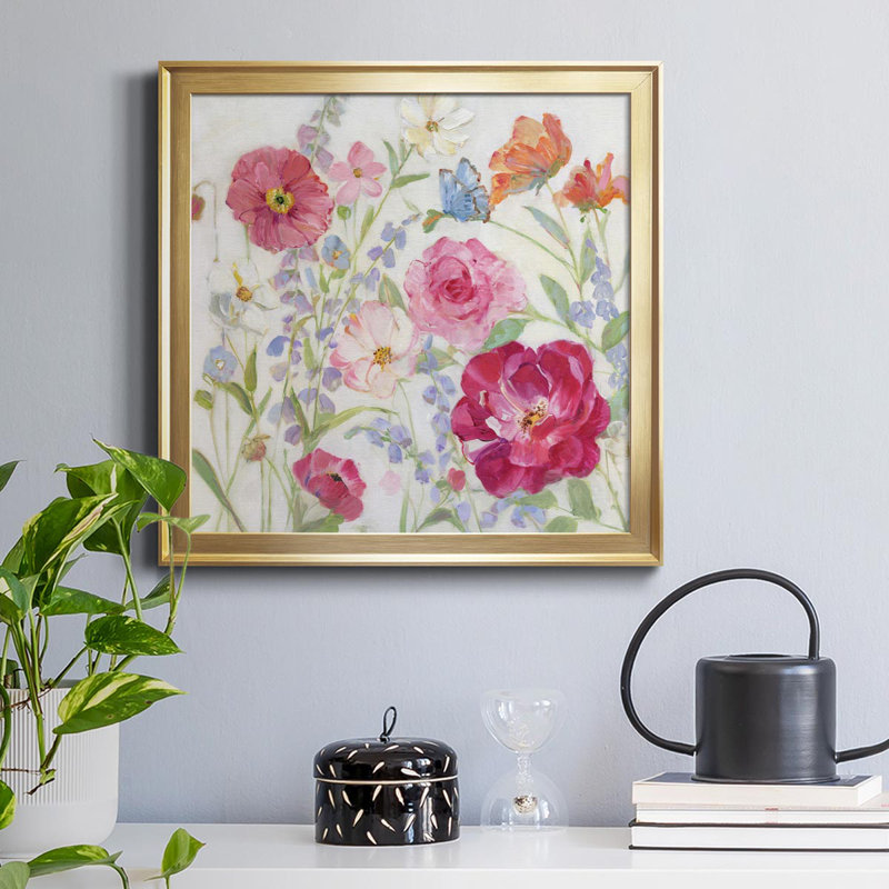 Summer Blooms - Peinture sur toile encadrée, Or, H 30,5 po x l 30,5 po x P 1,5 po
