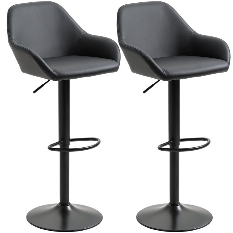 Baeden Swivel Upholstered Adjustable Height Counter Stool with Metal Frame, Black
