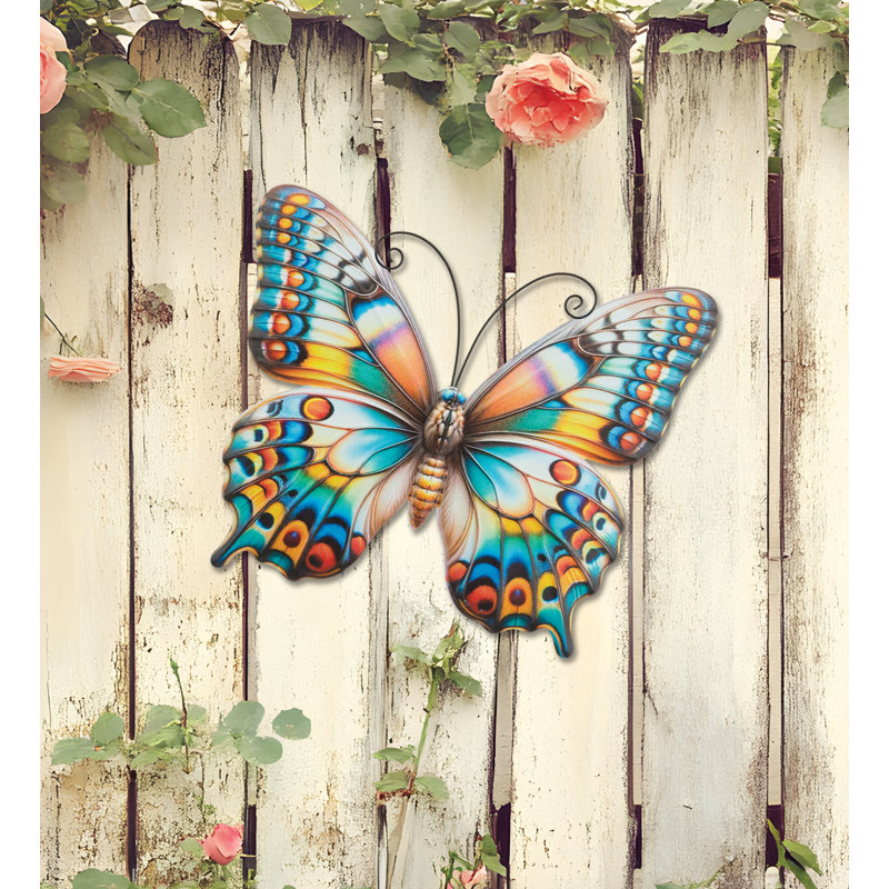Décoration murale papillon en verre et métal 20 po Garden Vibe, Multi, Grand