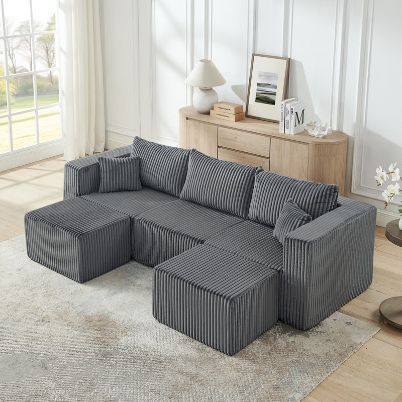 Canapé modulaire modulaire en velours côtelé compressé, Gris