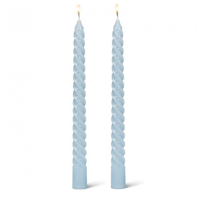 Ensemble de 2 bougies en spirale serrées, Pale Blue