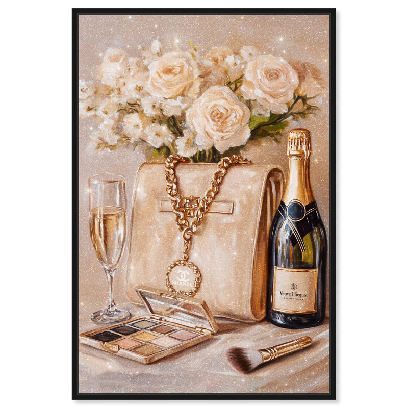 «Make Up Drinks and Glam», reproduction d'art sur toile , Cadre flottant noir, H 16 po x l 11 po
