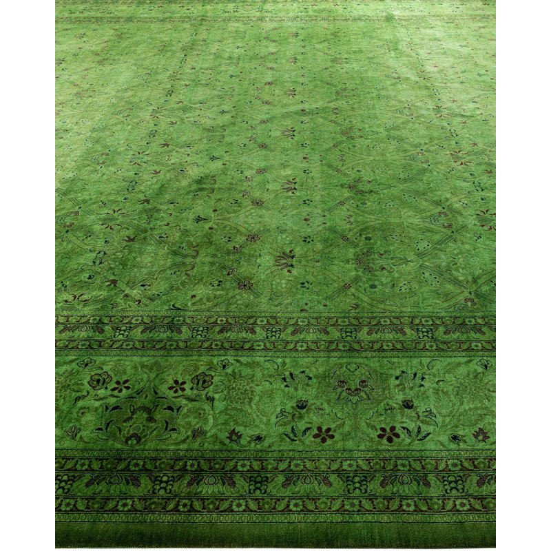 Rucker One-of-a-Kind 12' 2" X 17' 10" New Age Rectangular Wool Area Rug Green
