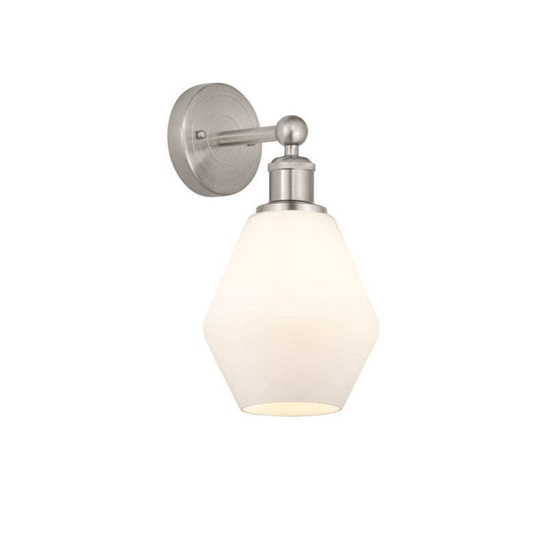 Amylea Armed Sconce, Cased Matte White, Brushed Satin Nickel