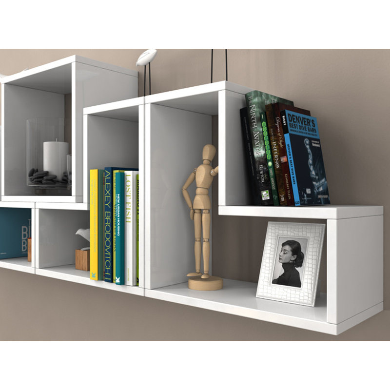 Modern Wall Shelf, White, 70.9 x 23.3 x 5.9 inches | 100% Melamine Coated Particle Board, Thickness: 0.7 inches | Numerous Shelves, Wall-Mountable Design, Perfect for Home Décor & Organization