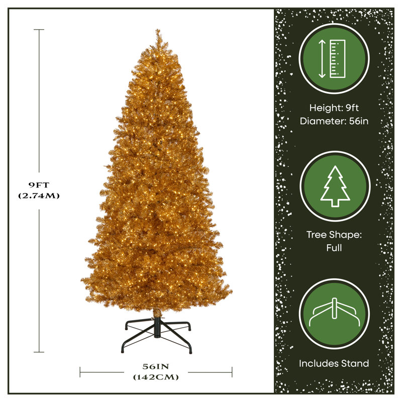 9 Ft. Pre-Lit Christmas True Gold Metallic Tree, 9 Ft