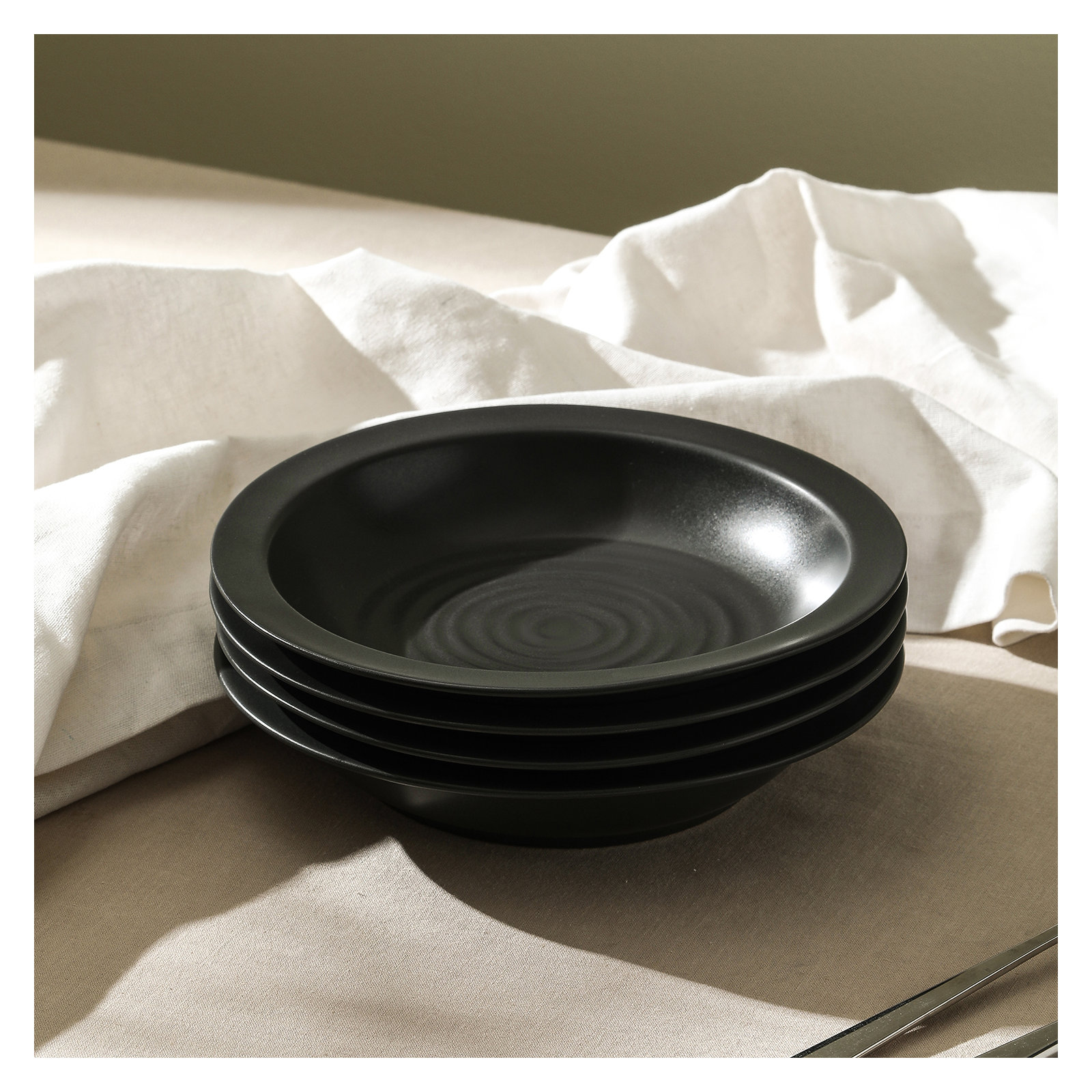 Stone Lain Orbit 12-Piece Dinnerware Set Stoneware, Black