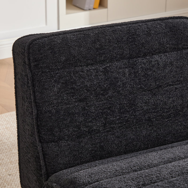 Upholstered Tufted Armless Chair (Set Of 2), Black