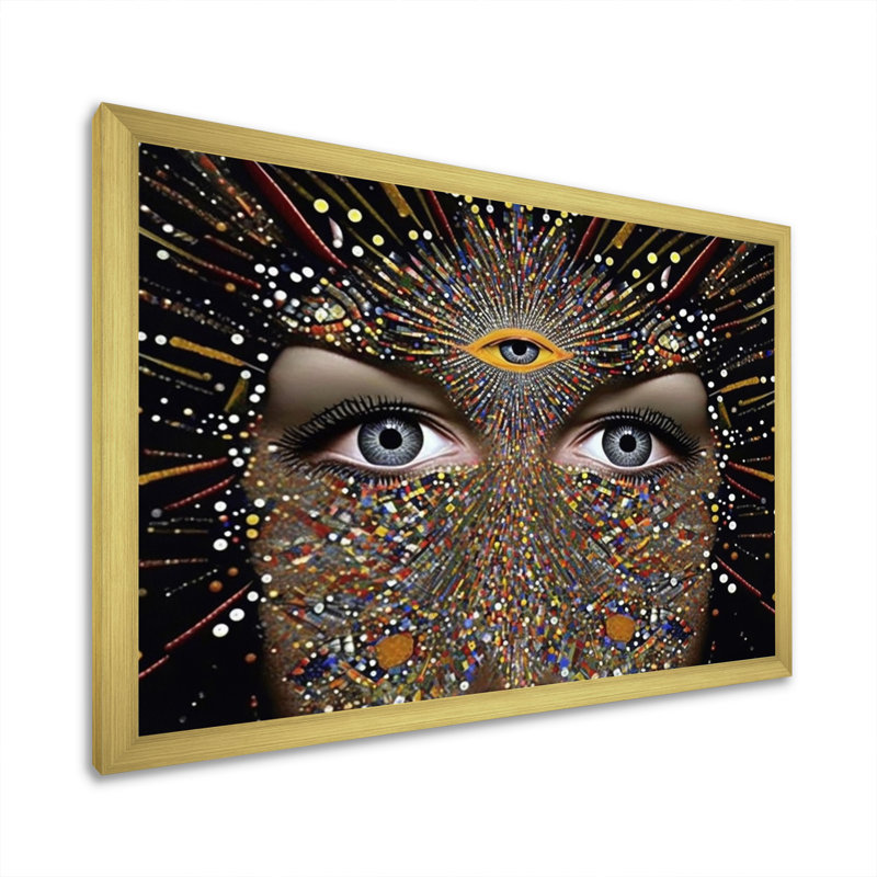 " Sacred Vision Third Eye Vision ", 12" H x 20" W x 1" D, Gold Single Picture Framed