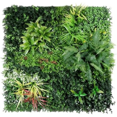 Panneaux muraux de plantes artificielles, panneaux de buis de verdure 40 po x 40 po avec protection contre les rayons UV, clôture d'intimité en lierre artificiel, toile de fond murale en herbe pour la décoration de jardin intérieur et extérieur