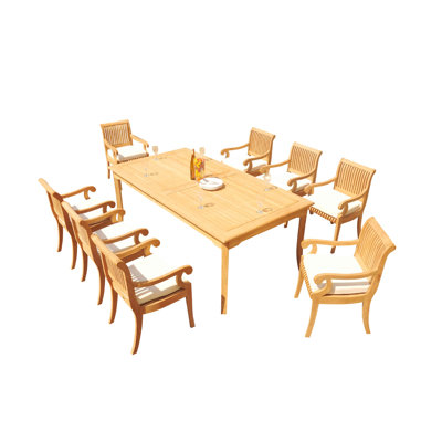 Ensemble repas 9 pièces teck Massenburg