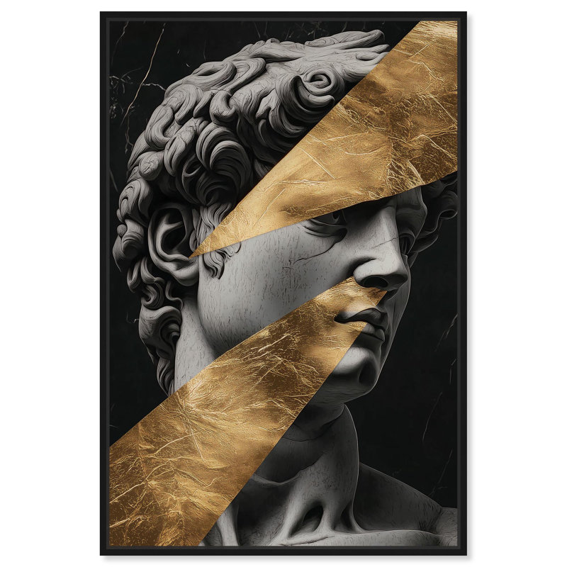 Statue Statues II Mancave Art by Art Remedy, Black Floater Framed, 16" H x 11" W