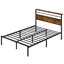 Vintage Industrial Bed Frame With Built-in USB Ports and Type-C Port-722246007