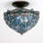 Tiffany Ceiling Light Sea Blue Stained Glass Dragonfly Semi Flush Mount Lamp Wide 12 Height 11 inch