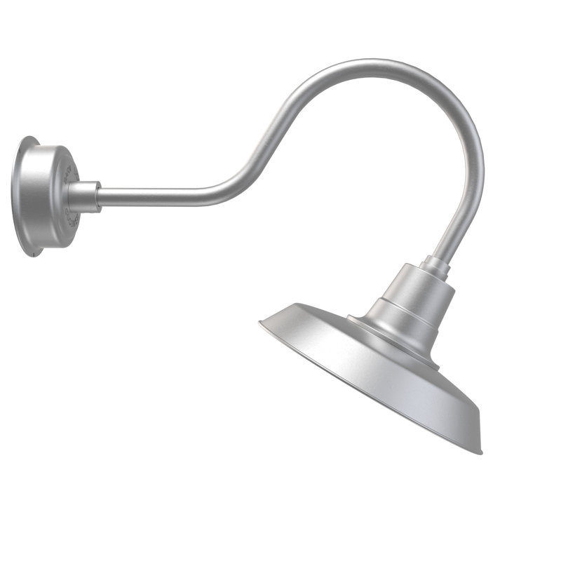 Luminaire de grange d’extérieur à del Haleigh, H 8 po x l 14 po x P 12 po, Argent galvanisé