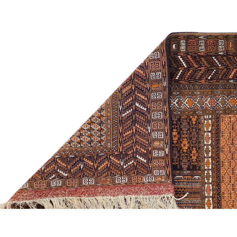 Global Rug One-of-a-Kind Hand-Knotted Hachlu Rust/Black/Beige 5'7" x 6'10" Wool Area Rug