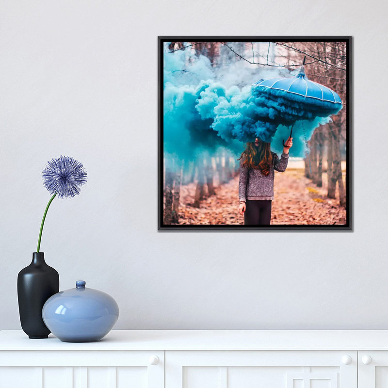 Print, Toile avec cadre noir patiné, Pas de tapis, H 18 po x l 18 po x 1,5 po