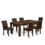 L'ensemble de salle à manger 7 pièces Mid Century comprend une table de salle à manger Mid Century et 6 chaises de cuisine en polyester texturé noir-1588106310