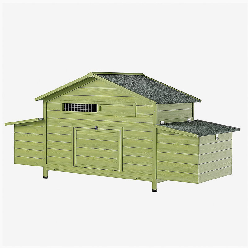 Grand poulailler en bois de 11,12 pi² avec 2 portes en libre parcours, 2 nichoirs et perchoir - cage à poulets pour l'extérieur