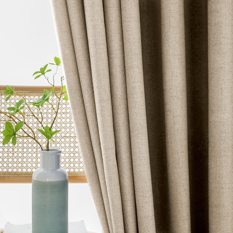 Thermal Insulated Faux Linen Textured 100% Blackout Curtains for Bedroom Rod Pocket & Back Tabs (Set of 2), 52" W x 84" L