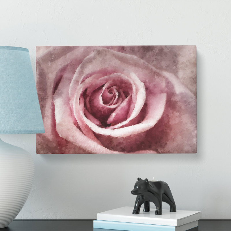 Pretty In Pink Rose Flower - Wrapped Canvas, 35cm H x 50cm W x 3cm D