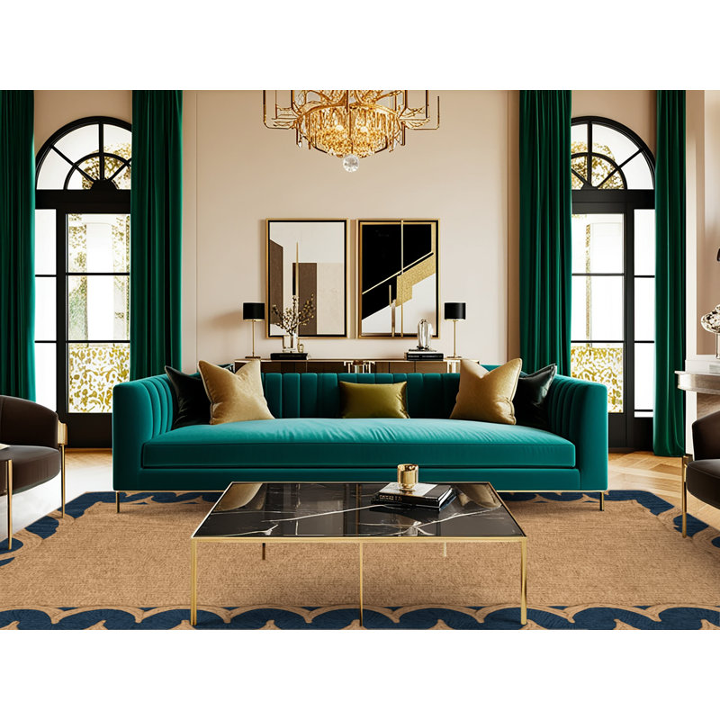  Washable Wave borders Nautical Area Rug, Carré 4 pi