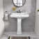 ZEAFIVE Pedestal Bathroom Sinks 20'' Ceramic Rectangular Bathroom Sink with Overflow