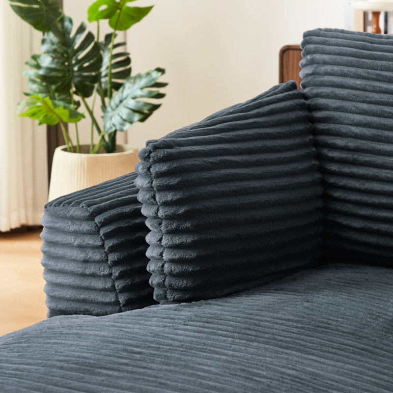 Chaise longue en velours côtelé gris foncé, design moderne, sans assemblage, confort à ressorts pour chaise longue, style, petits espaces coussinés
