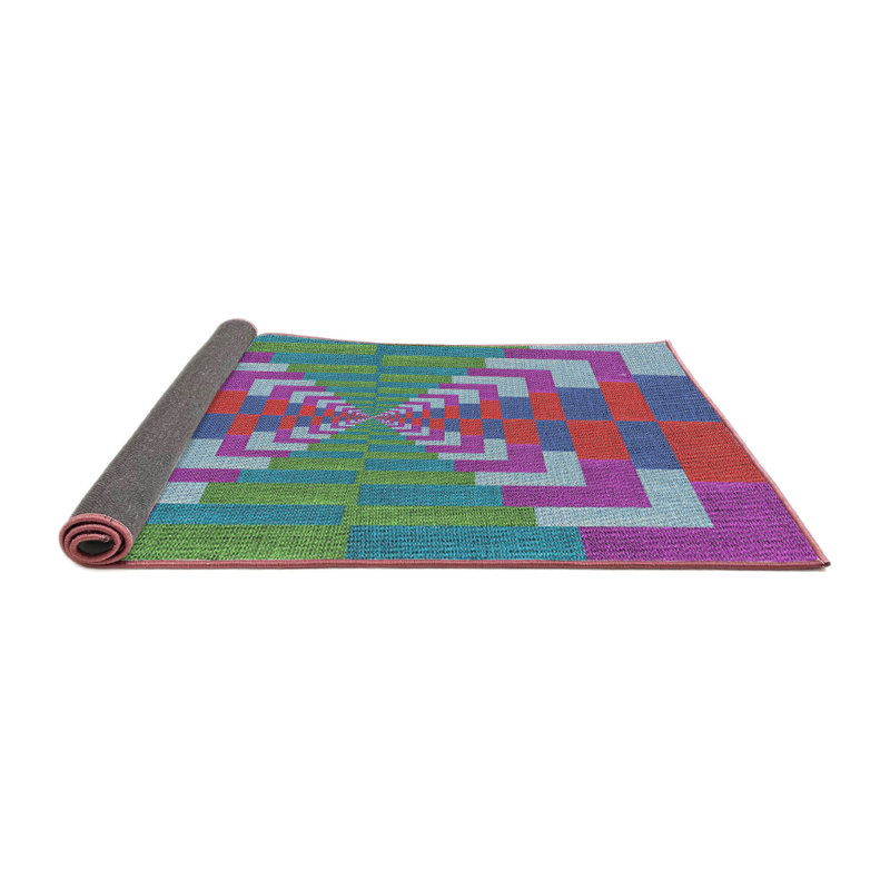 Tapis rose/vert/rouge à motifs Idylwood, Rond 4 pi