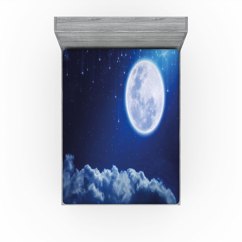 Ensemble de 2 draps-housse Ambesonne Moon Full Moon, Drap-housse de taille double