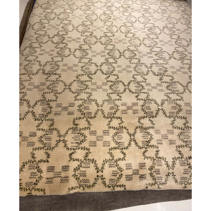 Tapis moderne ivoire / vert / gris 9 pi x 12 pi Modern