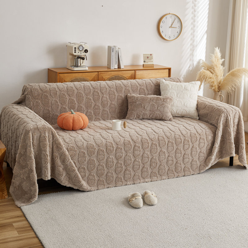 Housse pour canapé en peluche antidérapante avec motif de citrouille 3D, protection de canapé lavable à la machine pour canapé modulaire, canapé en L